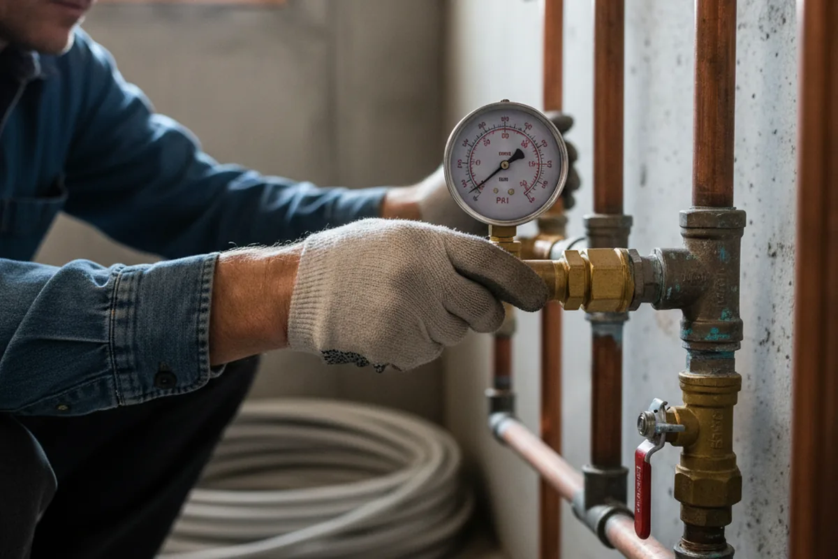Pressure testing a repaired line during Water Line Repair in Louisburg